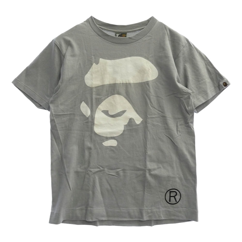 A BATHING APE アベイシングエイプ Tシャツ ビッグフェイス プリント クルーネック 半袖 Tシャツ グレー グレー系 M【中古】