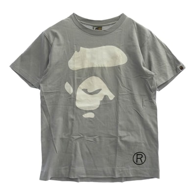 A BATHING APE アベイシングエイプ Tシャツ ビッグフェイス プリント クルーネック 半袖 Tシャツ グレー グレー系 M【中古】
