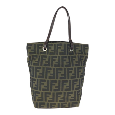 美品 FENDI フェンディ ズッカ ブラウン ダークブラウン シルバー金具 ナイロン レザー/ トートバッグ ハンドバッグ 601917 【中古】