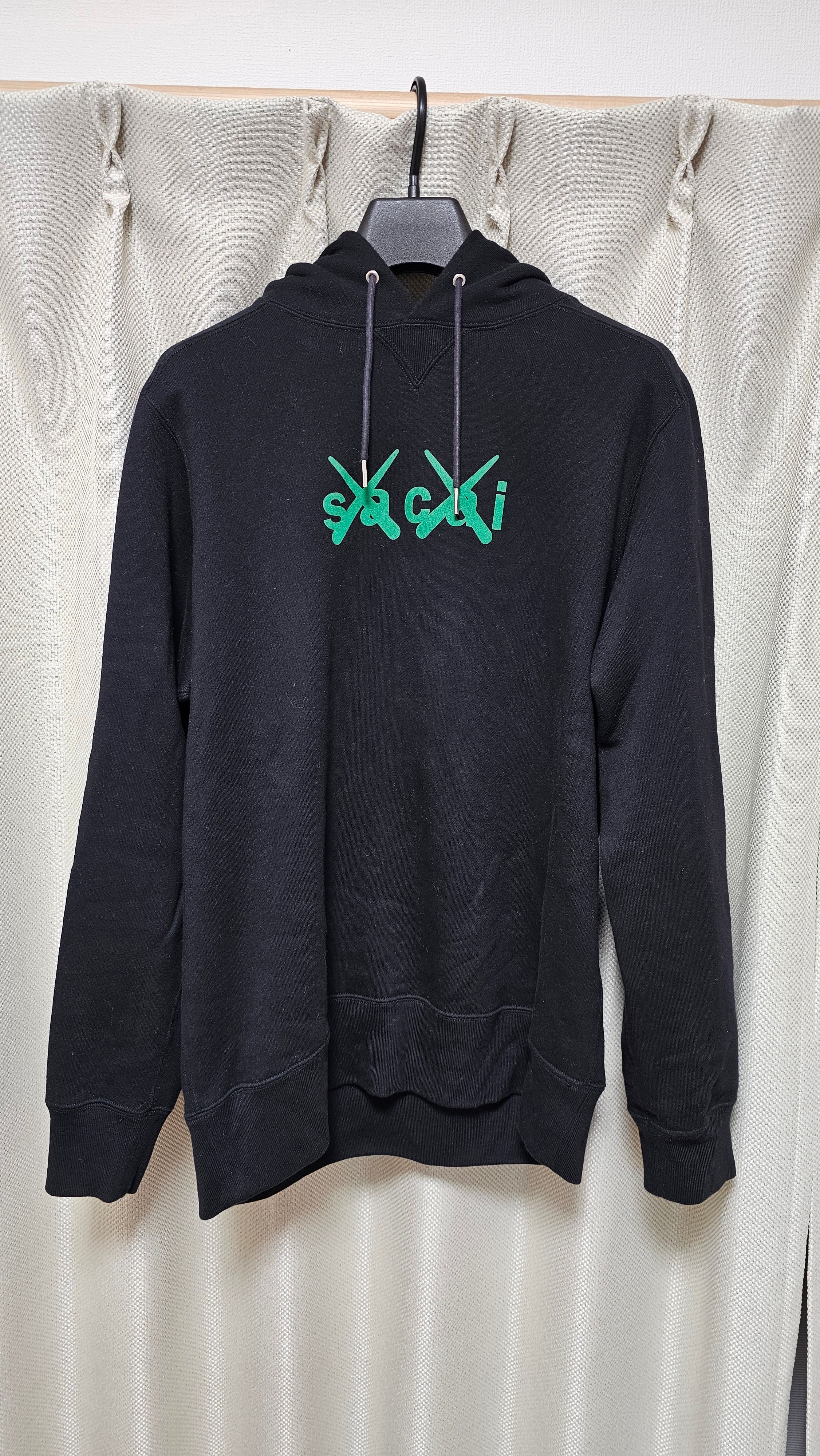 sacai KAWS Flock Print Hoodie "Black"