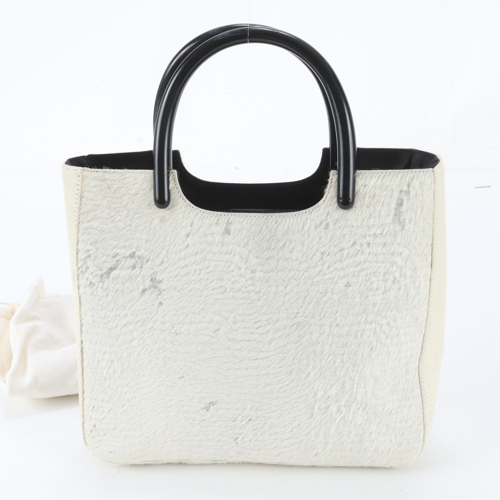 ■美品 プラダ ハラコ トライアングルロゴトート バッグ