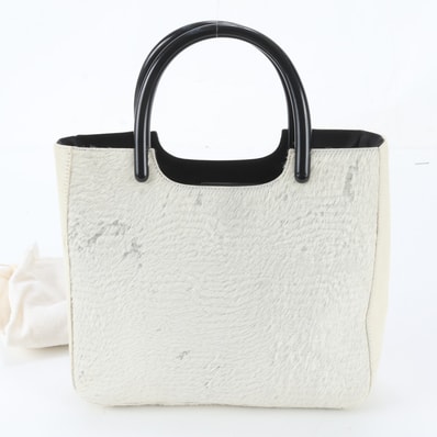 ■美品 プラダ ハラコ トライアングルロゴトート バッグ
