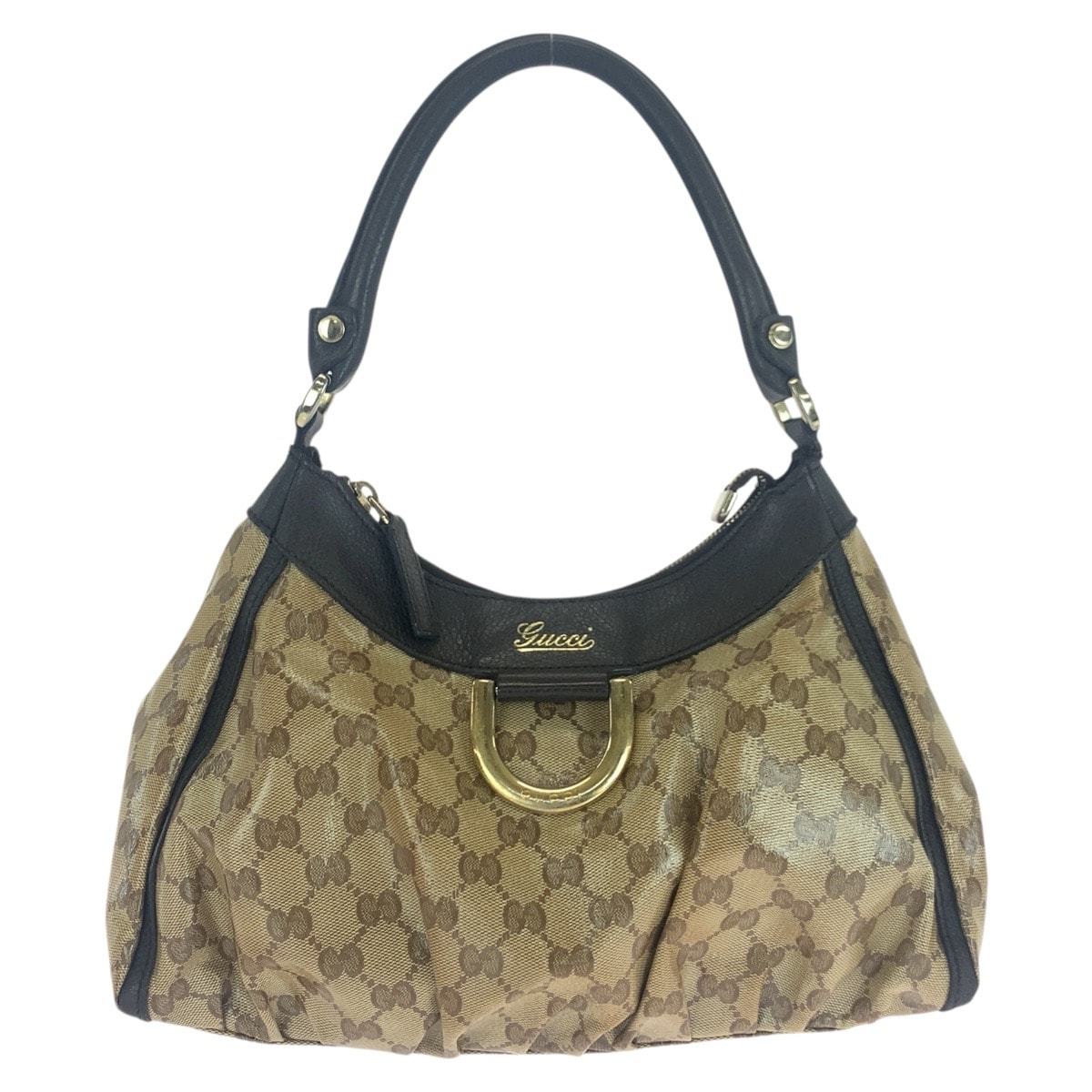 GUCCI グッチ アビー GGクリスタル ベージュ ブラウン ゴールド金具 PVC ショルダーバッグ 505881 【中古】