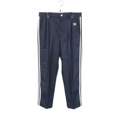 グッチ GUCCI GUCCI × adidas GG トレフォイル ジャカード パンツ 衣料品 ボトムス ポリエステル メンズ ネイビー系 710399 【中古】