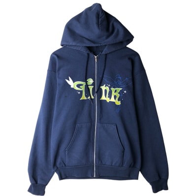 古着 ヘインズ Hanes Disneyland Resort TINKERBELL ティンカーベル キャラクター スウェットフルジップパーカー メンズM相当/eaa616610