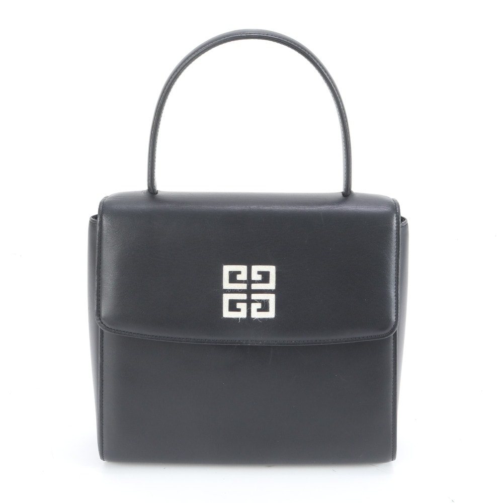 美品 ジバンシー 4G ステッチ ロゴ フルフラップ レザー ハンドバッグ 美品 ジバンシー 4G ロゴ レザー ハンドバッグ トップハンドル トート