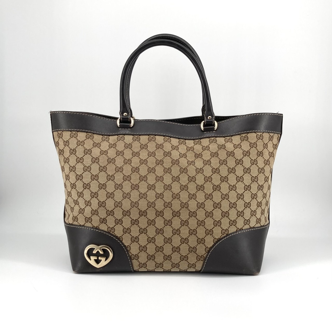 GUCCI(グッチ) ラブリー GGキャンバス レザー 257071 トートバッグ ブラウン