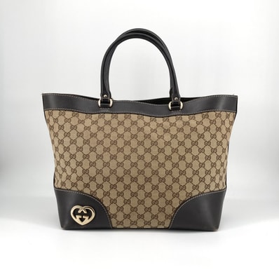 GUCCI(グッチ) ラブリー GGキャンバス レザー 257071 トートバッグ ブラウン