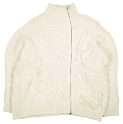RBS Ray BEAMS アールビーエス レイビームス 22AW ケーブルアシンメトリージップカーディガン 61-15-0066-370 Free OFF WHITE ニット トップス g25421