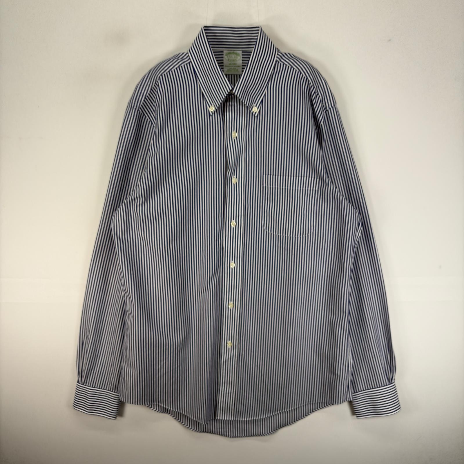 古着 ブルックスブラザーズ Brooks Brothers 長袖シャツ ボタンダウン M  ブルー系 ストライプ メンズ