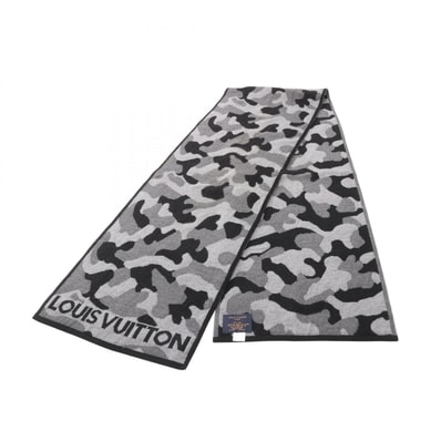 ルイ・ヴィトン LOUIS VUITTON エシャルプ ミリタリー マフラー 衣料品 ウール グレー メンズ グレー系 / ブラック系 【中古】