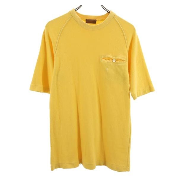 YVES SAINT LAURENT イヴサンローラン ワンポイント刺繍 半袖 Tシャツ L イエロー系