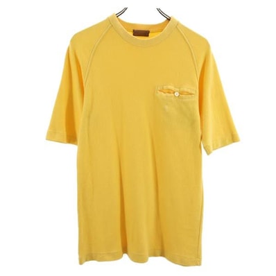 YVES SAINT LAURENT イヴサンローラン ワンポイント刺繍 半袖 Tシャツ L イエロー系