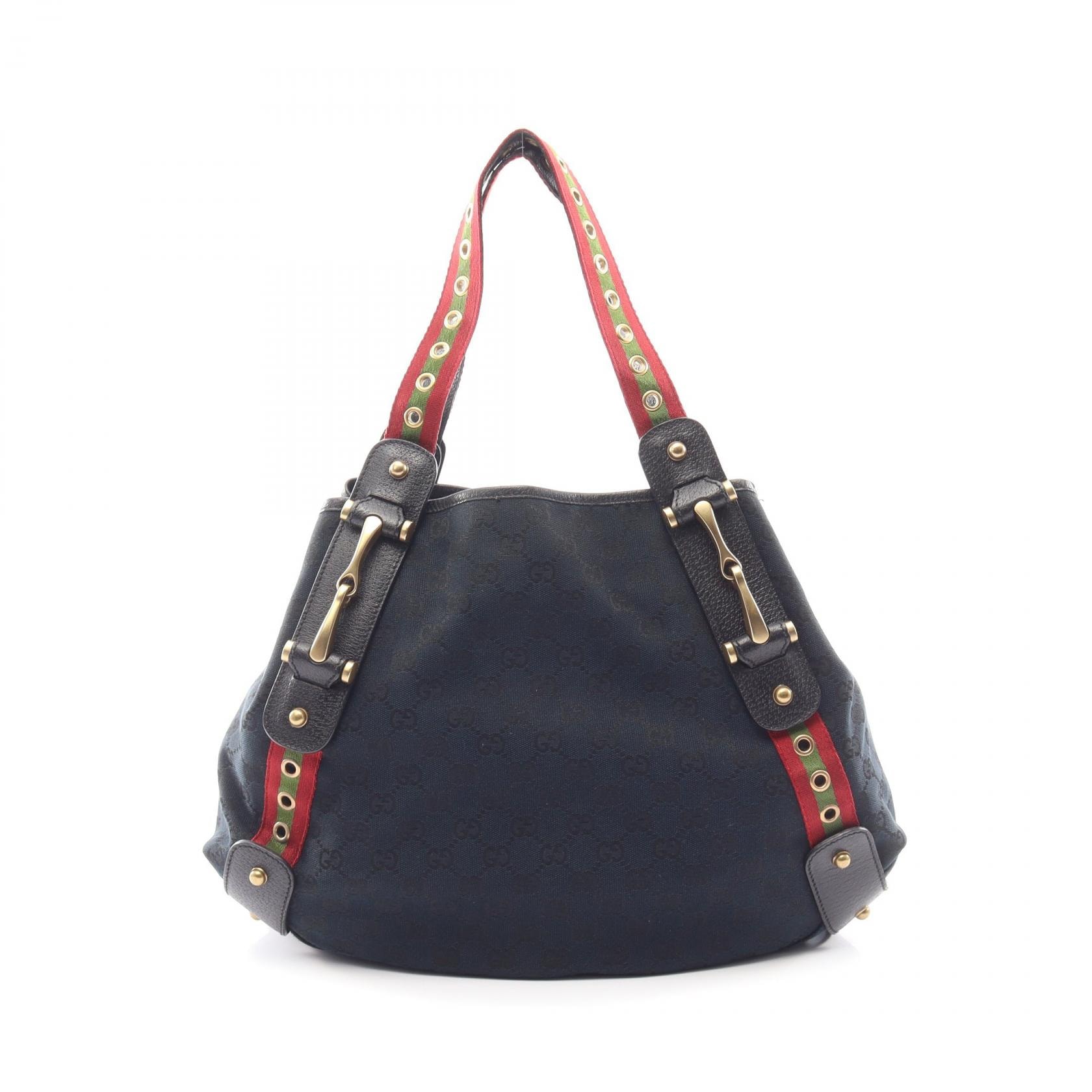 グッチ GUCCI ホースビット GGキャンバス トートバッグ バッグ キャンバス レザー レディース ブラック系 / レッド系 / グリーン系 144186 【中古】