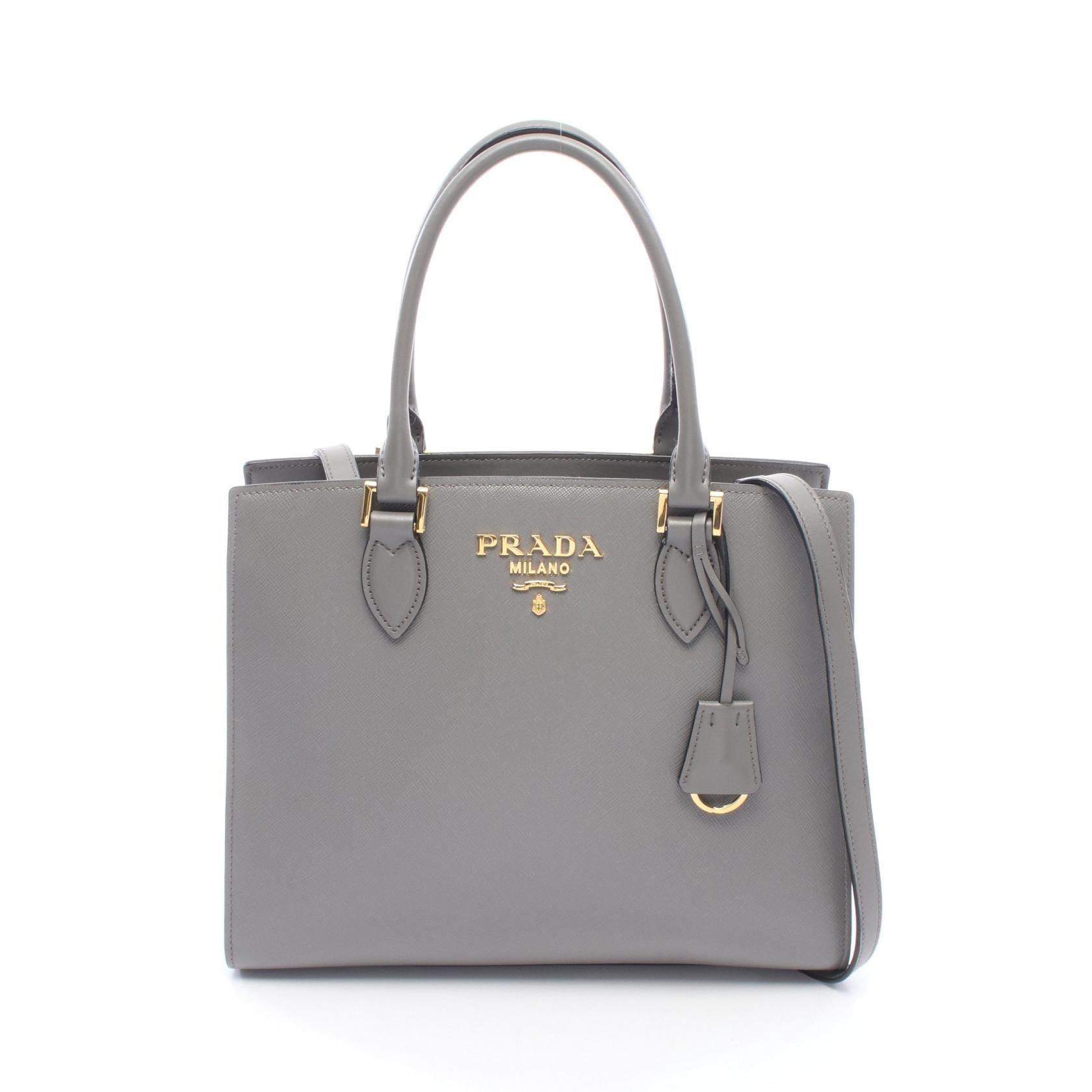 プラダ PRADA 2WAY トートバッグ バッグ レザー レディース グレー系 【中古】