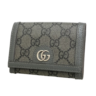 【6ka0241】グッチ カードケース GGスプリーム 732025 PVC グレー シルバー金具【中古】メンズ
