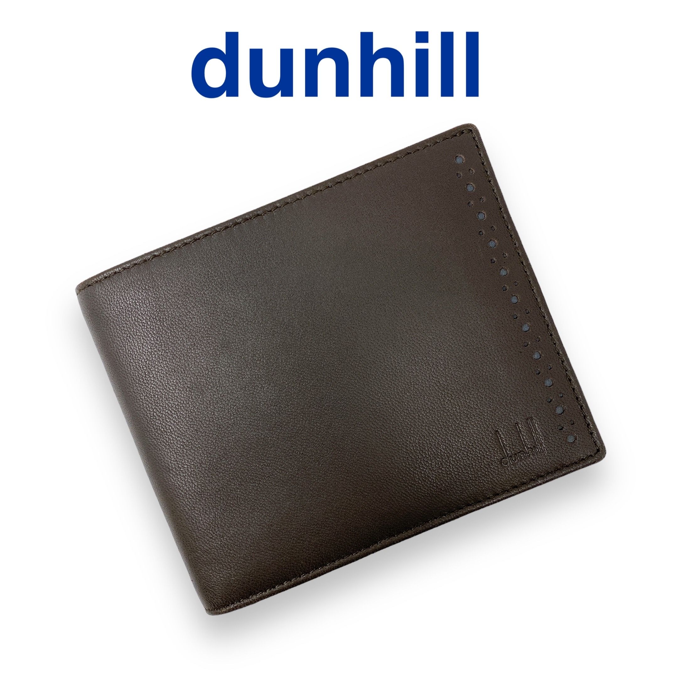 ダンヒル 二つ折り 財布 レザー ブラウン 茶 メンズ レディース ユニセックス