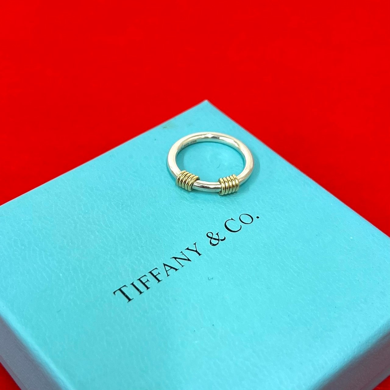 TIFFANY&Co. ティファニー バンドウィズ 2ワイヤー リング シルバー925 K18ゴールド リング・指輪 8号 シルバー
 36601
