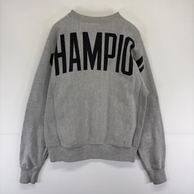古着 チャンピオン Champion スウェット プルオーバー ワンポイント ロゴ 刺繍 クルーネック リバースウィーブ S グレー メンズ