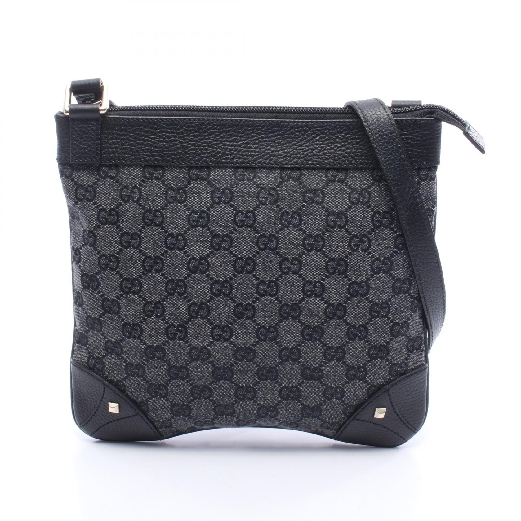 グッチ GUCCI GGキャンバス ショルダーバッグ バッグ キャンバス レザー メンズ レディース ブラック系 272396 【中古】