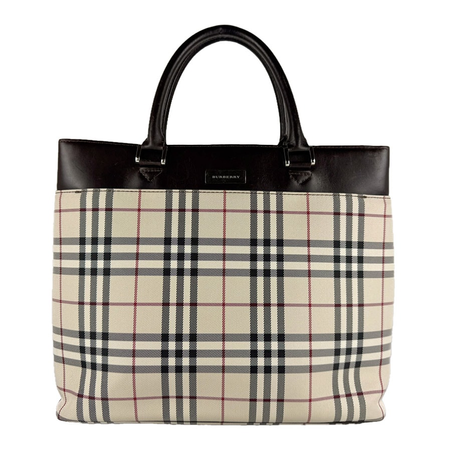 バーバリー BURBERRY ハンドバッグ キャンバス/レザー ベージュ/ブラウン シルバー レディース【中古】 z9414
