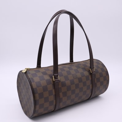 LOUIS VUITTON ルイ・ヴィトン ダミエ パピヨン30 N51303 ハンドバッグ ブラウン ベージュ コーティングキャンバス レザー レディース