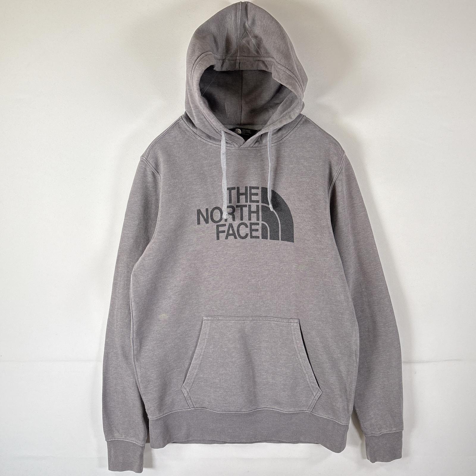 古着 ザ・ノースフェイス THE NORTH FACE パーカー ビッグロゴプリント フーディ スウェット プルオーバー M ダークグレー系 メンズ