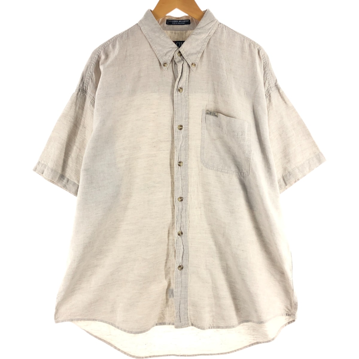 古着 90年代 ラルフローレン Ralph Lauren CHAPS チャップス 半袖 コットン×リネン ボタンダウンシャツ メンズXL相当 ヴィンテージ/eaa541076