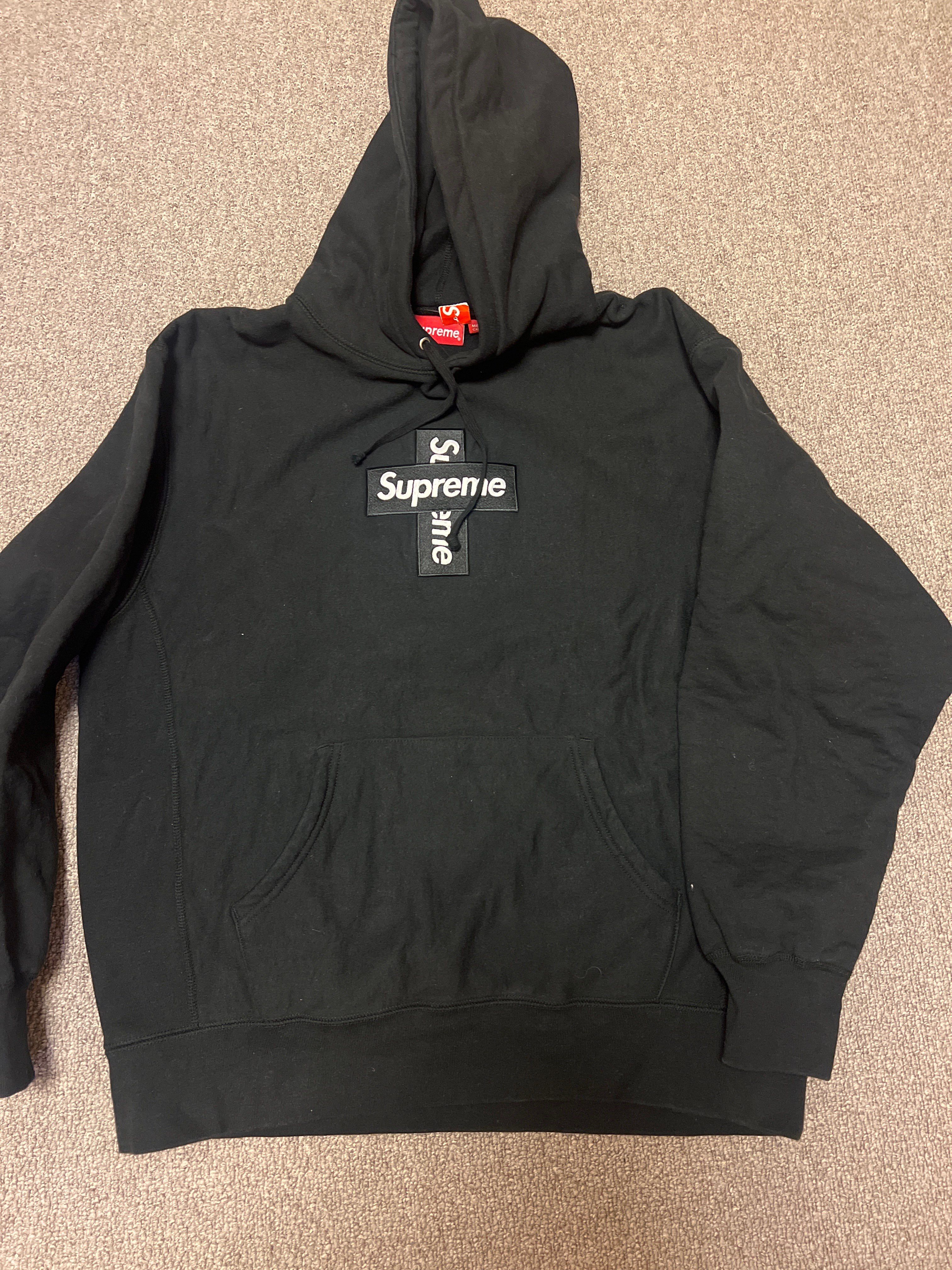 Supreme Cross Box Logo Hooded Sweatshirt "Black"