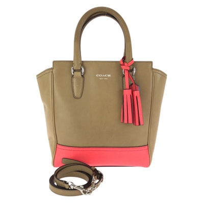 COACH コーチ レガシー ミニタナー 2way ベージュ ピンク シルバー金具 レザー ショルダーバッグ ハンドバッグ 601989 【中古】