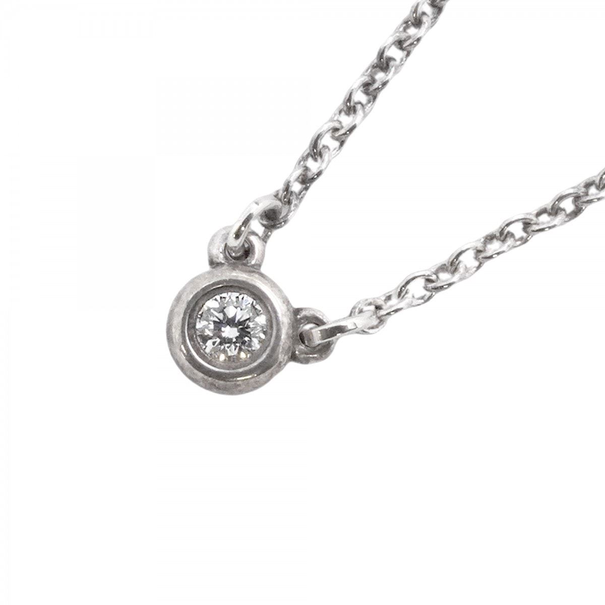 【6jdb0422-07】ティファニー ネックレス バイザヤード 1PD シルバー925 ダイヤモンド【中古】レディース