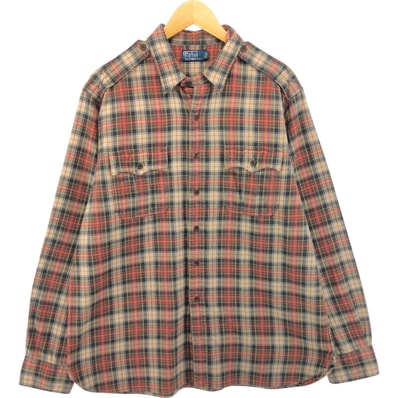 古着 ラルフローレン Ralph Lauren POLO by Ralph Lauren 長袖 フランネルチェックシャツ メンズXL相当/eaa552752