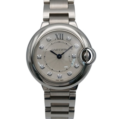 【値下げ】CARTIER カルティエ バロンブルー SM 11Pダイヤ 腕時計 WE902073 ステンレススチール シルバー レディース【中古】
