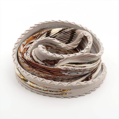 エルメス プリーツカレ Festival 祭典 シルク ベージュ レディ