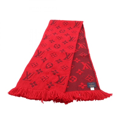 ルイ・ヴィトン LOUIS VUITTON エシャルプ ロゴマニア マフラー 衣料品 ウール シルク ルビー レディース レッド系 M72432 【中古】