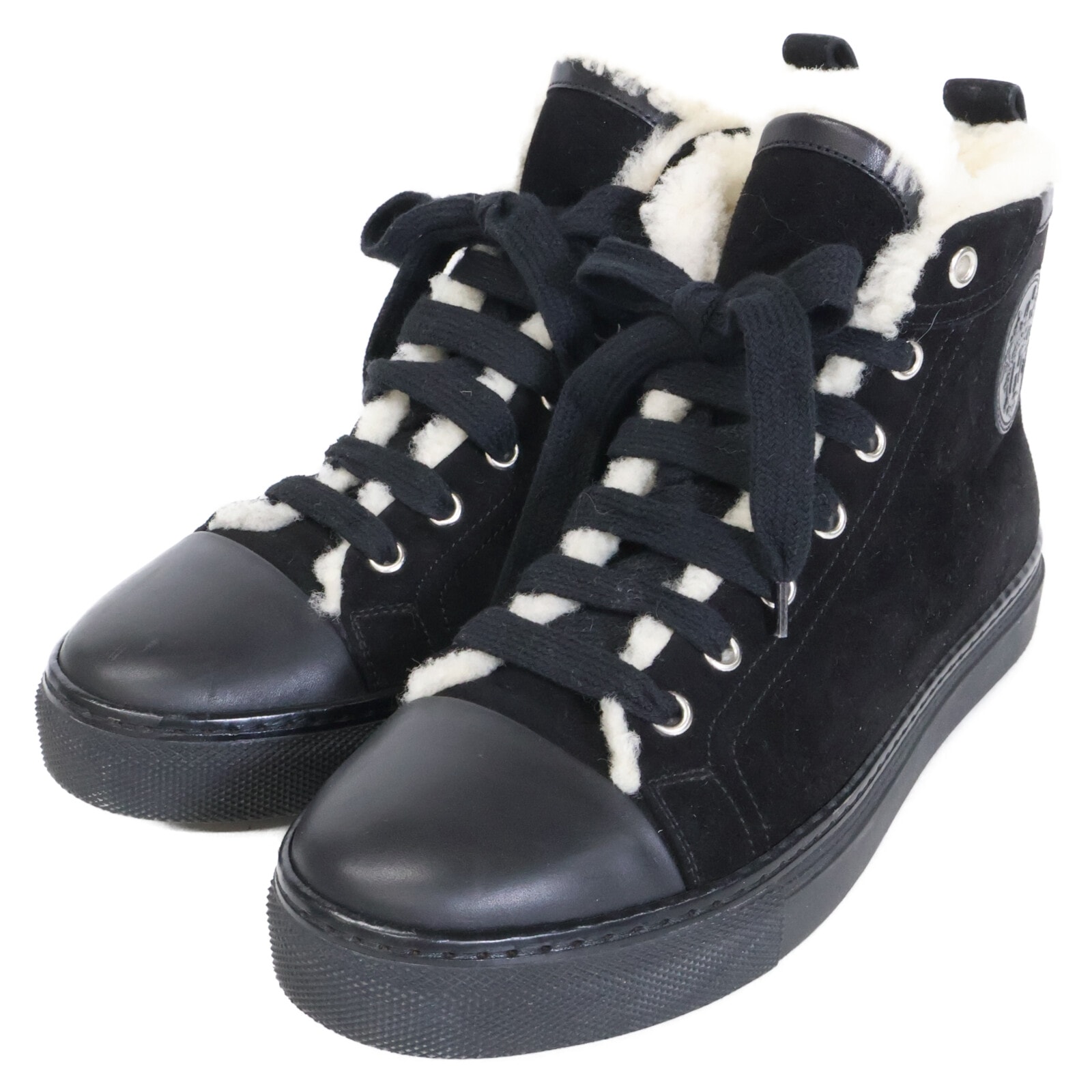 エルメス JIMMY ジミー ボア ムートン ハイカット スニーカー 37 1/2