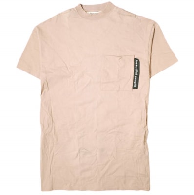 beautiful people ビューティフルピープル 17AW 日本製 heavy cotton mock neck big T-shirt ヘビーコットンモックネックビッグTシャツ 1745310005 38 ピンクベージュ 半袖 ワンピース トップス