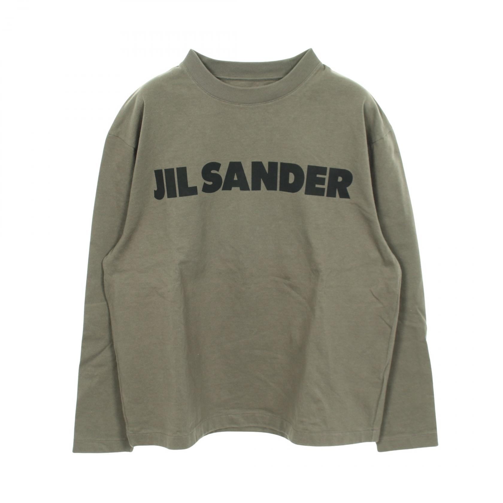 ジルサンダー JIL SANDER ロゴ 長袖Tシャツ 衣料品 トップス コットン レディース グリーン系 【中古】