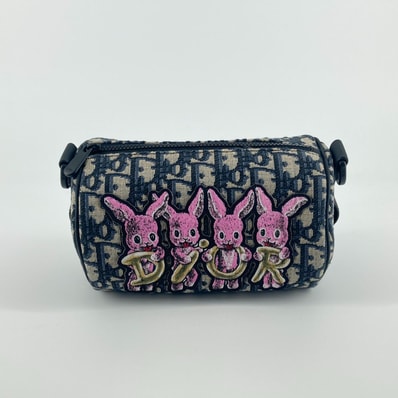 Christian Dior(クリスチャン・ディオール)オブリーク ラビット ミニローラー ショルダーバッグ グレー