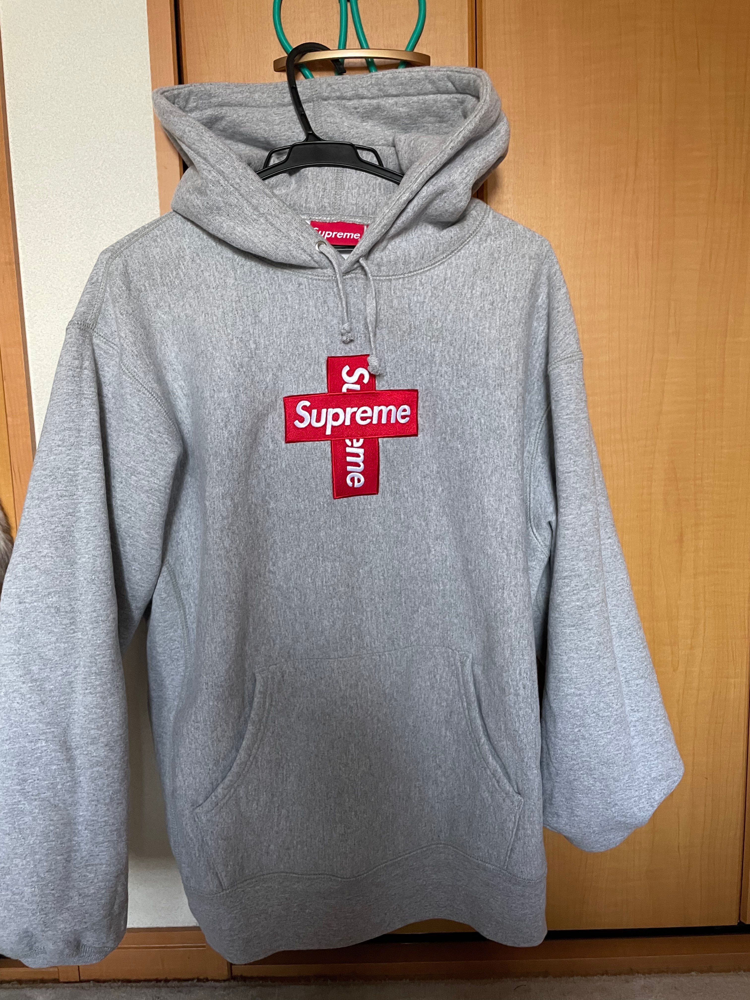 Supreme Cross Box Logo Hooded Sweatshirt "Grey"