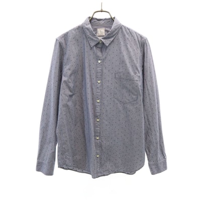 GAP ギャップ ストライプ柄 長袖 コットンシャツ L ネイビー