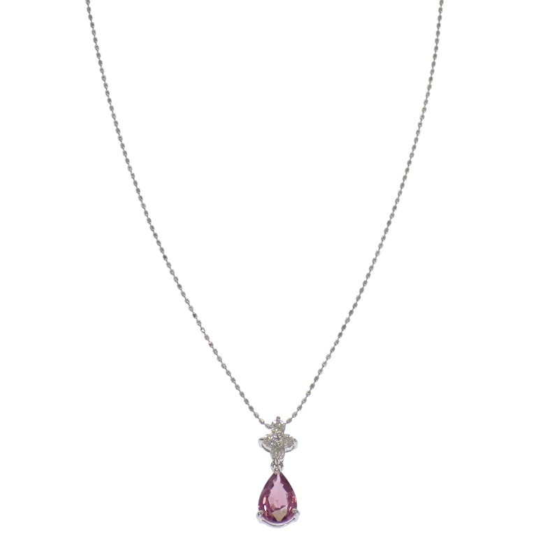 ペアシェイプ ネックレス K18 ピンクサファイア【中古】【Aランク】