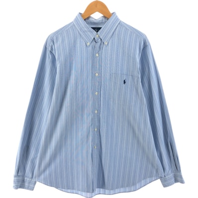 古着 ラルフローレン Ralph Lauren CLASSIC FIT 長袖 ボタンダウンストライプシャツ メンズXL相当/eaa512387