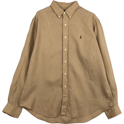 古着 ラルフローレン Ralph Lauren 長袖 リネン ボタンダウンシャツ メンズXL相当/eaa628914