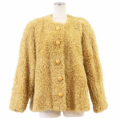 【SALE】KENZO ケンゾー ファー ジャケット レディース カーリーファー フローラルライニング 花柄裏地 アウター ベージュ 中国製