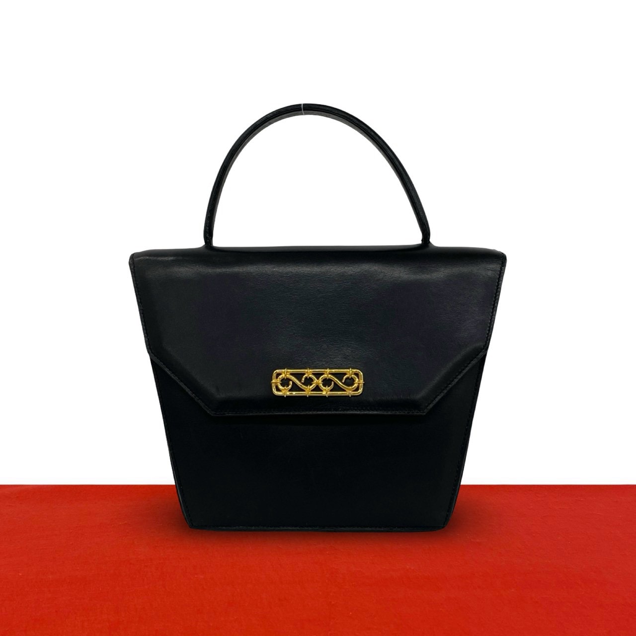 CELINE セリーヌ カーフ レザー ハンドバッグ ブラック
20527