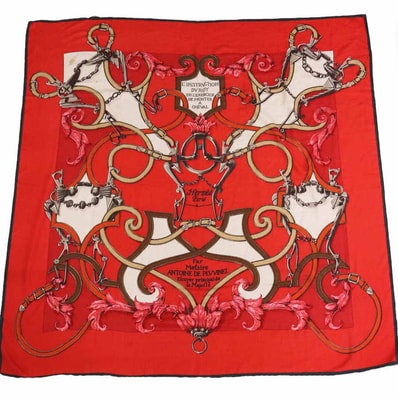 エルメス HERMES ショール スカーフ カシミヤ/シルク レッド/マルチカラー レディース【中古】 e62146a