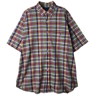 古着 ラルフローレン Ralph Lauren BLAKE マドラスチェック 半袖 ボタンダウン チェックシャツ メンズXL相当/eaa611042