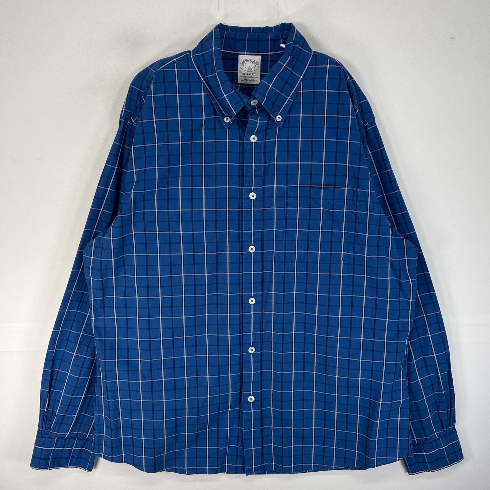 古着 ブルックスブラザーズ Brooks Brothers 長袖シャツ 胸ポケ 1818 REGENT L  ブルー系 チェック メンズ
