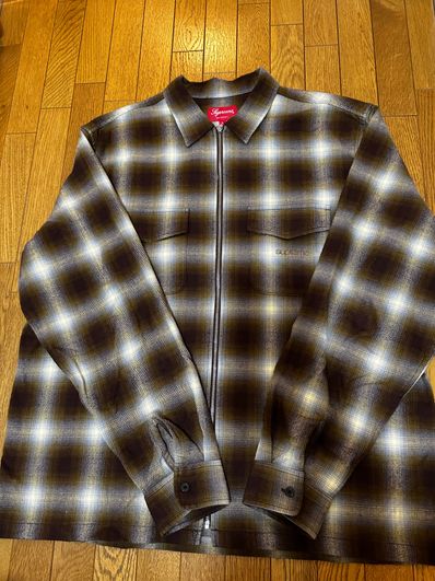 Supreme Shadow Plaid Flannel Zip Up Shirt "Brown"